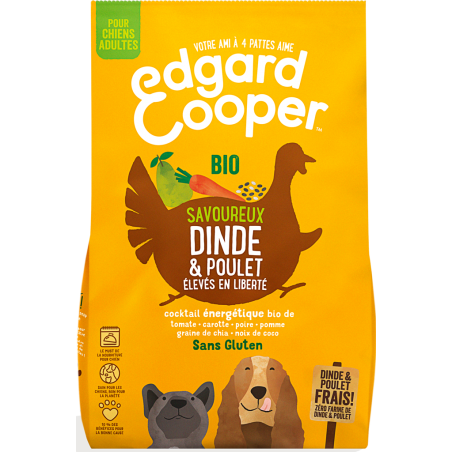 Croquettes Adult Dinde & Poulet frais bio, élevés en liberté 700gr - Edgard & Cooper à 11,50 € - Edgard & Cooper - 9486246 - ...