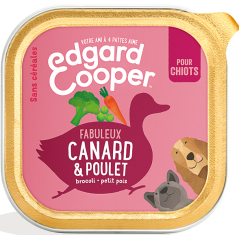 Barquette Puppy Canard & Poulet 150gr - Edgard & Cooper à 1,90 € - Edgard & Cooper - 9485393 - Edgard & Cooper