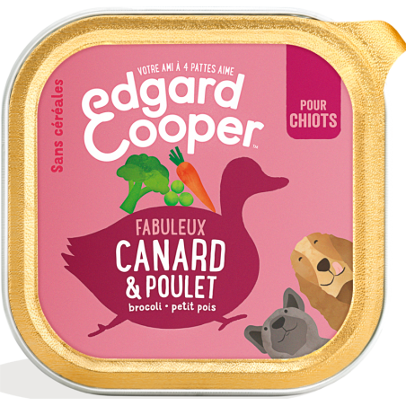 Barquette Puppy Canard & Poulet 150gr - Edgard & Cooper à 1,90 € - Edgard & Cooper - 9485393 - Edgard & Cooper