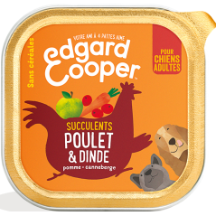 Barquette Adult Poulet & Dinde 150gr - Edgard & Cooper à 1,90 € - Edgard & Cooper - 9485379 - Edgard & Cooper