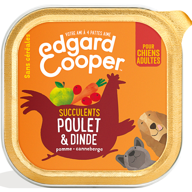 Barquette Adult Poulet & Dinde 150gr - Edgard & Cooper