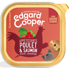 Barquette Senior Poulet & Saumon 150gr - Edgard & Cooper à 1,90 € - Edgard & Cooper - 9485430 - Edgard & Cooper