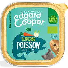 Barquette Adult Poisson bio 100gr - Edgard & Cooper à 1,90 € - Edgard & Cooper - 9485461 - Edgard & Cooper