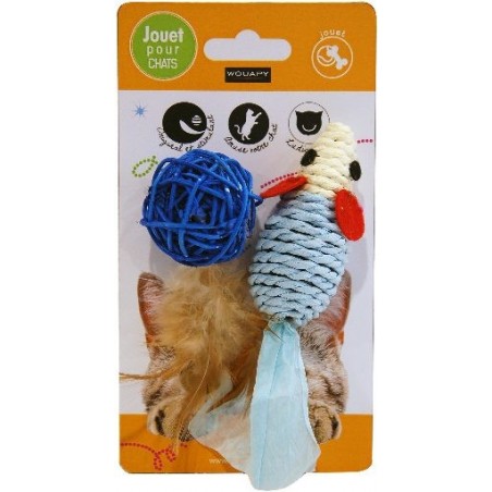 Souris Sisal + Balle à plumes - Wouapy à 4,10 € - Wouapy - 403298000 - Wouapy