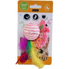 Souris Sisal + Balle Sisal à plumes - Wouapy à 3,50 € - Wouapy - 403299000 - Wouapy