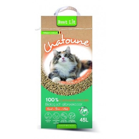 Chatoune Litière végétal Lin, paille, bois 45L/18kg à 18,50 € - Grizo - 405502002 - Litière pour chat