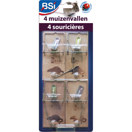 4 Souricières en bois - BSI à 5,50 € - BSI - 64082 - Pièges