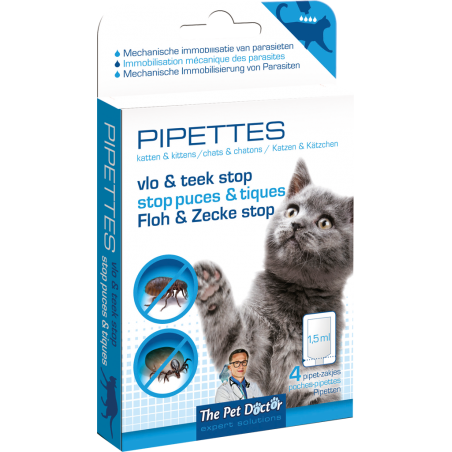 The Pet Doctor Stop Puces & Tiques Pipettes Chat 4x - BSI à 10,50 € - BSI - 82995 - Chat, hygiène et soins, autres