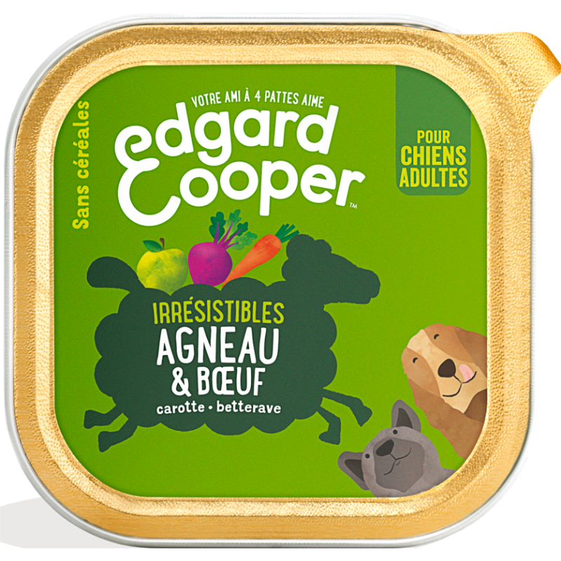 Barquette Adult Agneau & Boeuf 300gr - Edgard & Cooper