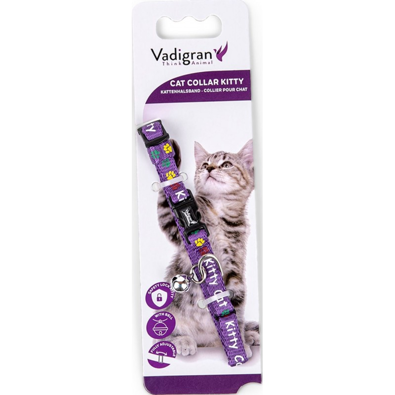 Collier chat Kitty Cat Mauve 16-25cmx8mm - Vadigran