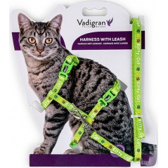 Harnais+Laisse Kitty Cat Vert 15-22/30-32cm+120cm - Vadigran à 10,20 € - Vadigran - 16598 - Harnais