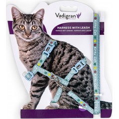 Harnais+Laisse Kitty Cat Bleu 15-22/30-32cm+120cm - Vadigran à 10,20 € - Vadigran - 16596 - Harnais