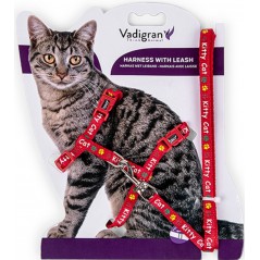 Harnais+Laisse Kitty Cat Rouge 15-22/30-32cm+120cm - Vadigran à 10,20 € - Vadigran - 16594 - Harnais