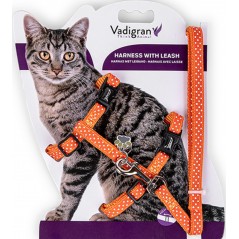 Harnais+Laisse Pois Orange 15-22/30-32cm+120cm - Vadigran à 14,95 € - Vadigran - 16600 - Harnais