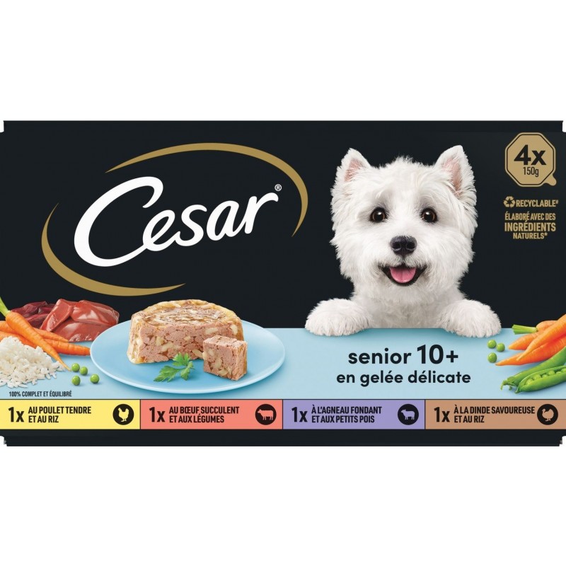 Senior 10+ en gelée délicate 4x150gr - Cesar