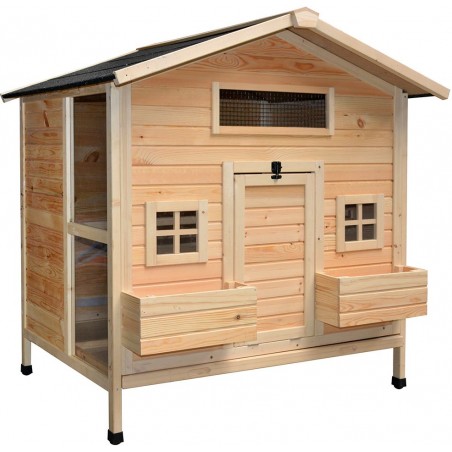 Poulallier Colonial Pinus 117x102,5x125cm - Woodland à 436,00 € - Duvo + - 11795 - Poulailliers