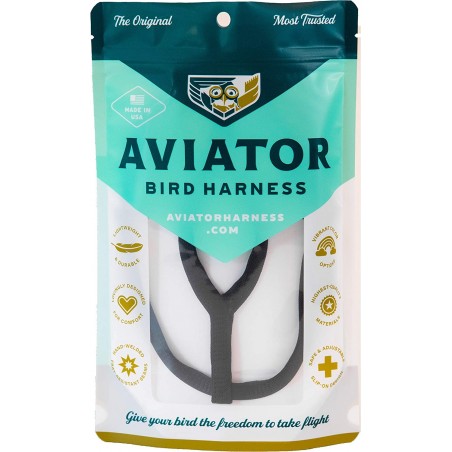 Harnais pour perroquet AVIATOR Mini Noir à 39,95 € - The Aviator Flight Line - AV00167 - Harnais