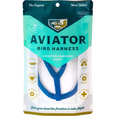 Harnais pour perroquet AVIATOR Mini Bleu à 39,95 € - The Aviator Flight Line - AV00169 - Harnais