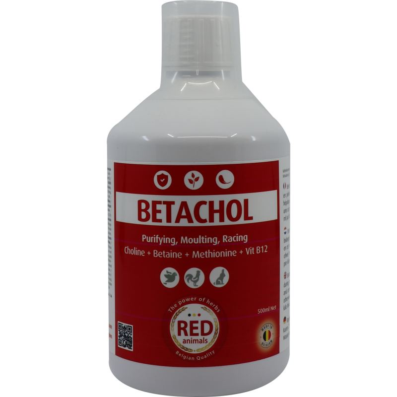 Betachol (couleur rouge avec B-vitamines, foie, plumage) 500ml - Red Animals