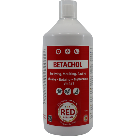 Betachol (couleur rouge avec B-vitamines, foie, plumage) 1L - Red Animals à 26,50 € - Red Animals - RP002 - Red Pigeon - Prod...