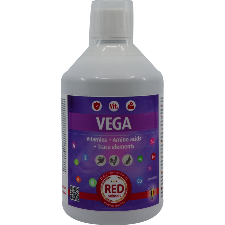 Vega (tout inclus: vitamines, acides aminés, électrolytes) 500ml - Red Animals à 24,90 € - Red Animals - 31120 - Red Pigeon -...