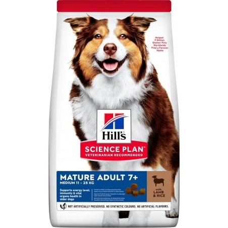 Science Plan aliment pour Chien Adulte Mature 7+ Medium à l'Agneau et au Riz 2,5kg - Hill's à 27,49 € - Hill's - 604287 - Hill's