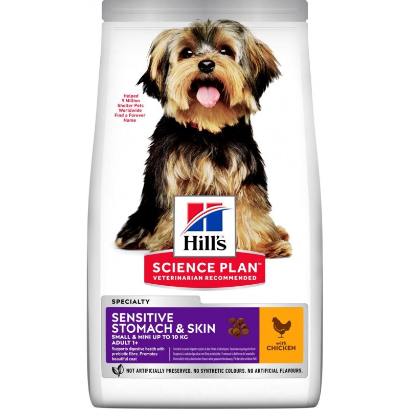 Science Plan aliment pour Chien Adulte Small & Mini Sensitive Stomach & Skin au Poulet 1,5kg - Hill's