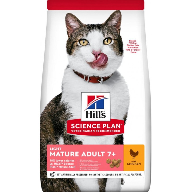 Science Plan aliment pour Chat Adulte Mature Light Poulet 1,5kg - Hill's