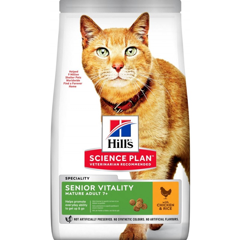 Science Plan aliment pour Chat Mature Senior Vitality au Poulet & Riz 1,5kg  - Hill's