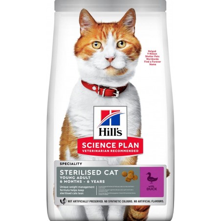 Science Plan Sterilised Chat Young Adult au Canard 3kg - Hill's à 47,95 € - Hill's - 607278 - Hill's