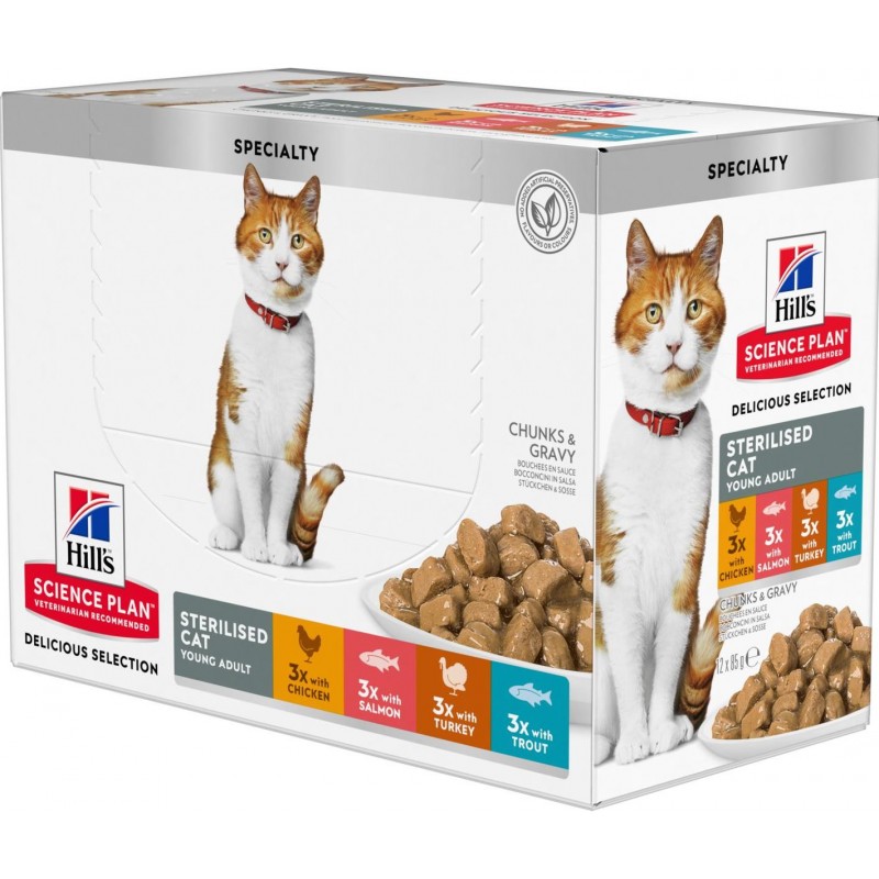 Science Plan Sterilised Chat Young Adult Cat Food 12x85gr - Hill's