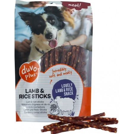 Strips d'agneau et de riz 80gr +/-20st - Duvo+ à 4,25 € - Duvo + - 11953 - Snacks à la viande