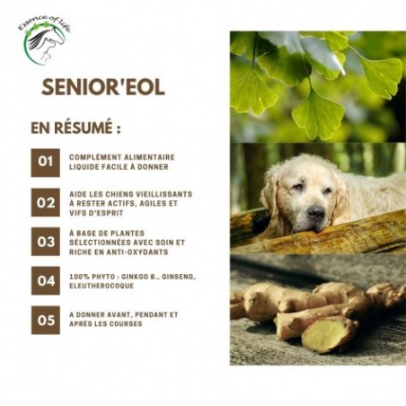 Senior'eol Solution buvable pour un maintien de la forme de l’animal âgé 150ml - Essence of Life (chien, chat)
