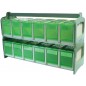 Transport case with 12 compartments 71 x 22 x 43 cm h