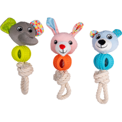 Hug Doudou avec corde et balle de dentition 26cm divers coloris - Jack and Vanilla à 8,00 € - Jack and Vanilla - 49/0515 - Jo...