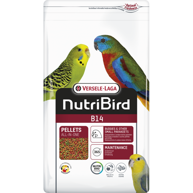 B14 Granulés extrudés - aliment d'entretien pour perruches ondulées et autres petites perruches 3kg - Nutribird