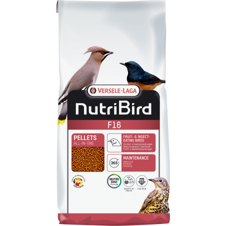 F16 Granulés extrudés - aliment d'entretien pour oiseaux frugivores et insectivores 10kg - Nutribird