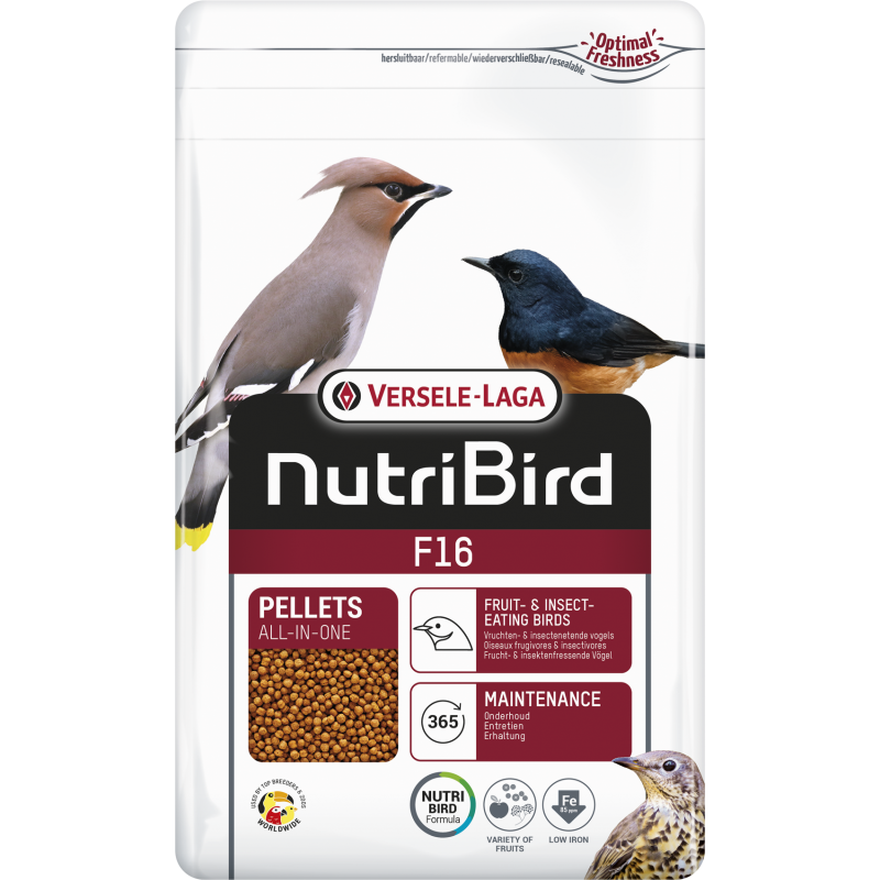 F16 Granulés extrudés - aliment d'entretien pour oiseaux frugivores et insectivores 800gr - Nutribird