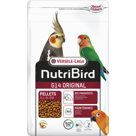 G14 Granulés extrudés - aliment d'entretien pour grandes perruches 1kg - Nutribird à 10,70 € - Nutribird - 422113 - Nutribird