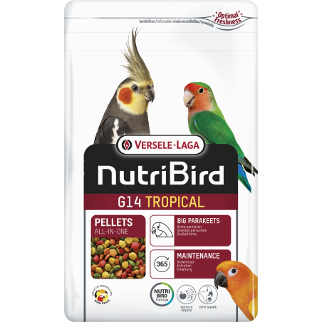 G14 Tropical Granulés extrudés - aliment d'entretien pour grandes perruches 1kg - Nutribird à 11,30 € - Nutribird - 422115 - ...