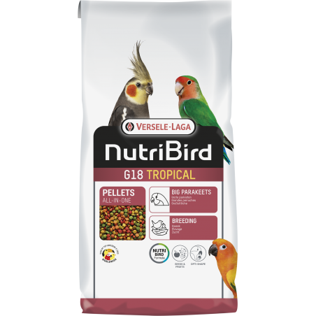 G18 Tropical Granulés extrudés - aliment d'élevage pour grandes perruches 10kg - Nutribird à 57,85 € - Nutribird - 422119 - N...