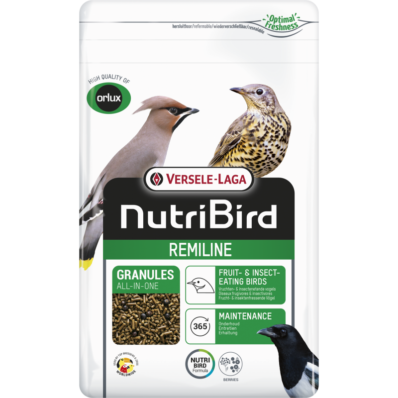 Remiline Granulés universels aux baies – aliment d'entretien pour oiseaux frugivores et insectivores 1kg - Nutribird