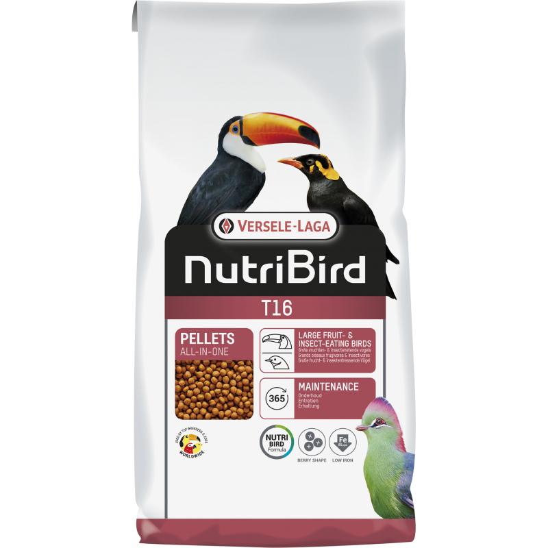 T16 Granulés extrudés - aliment d'entretien pour grands oiseaux frugivores et insectivores 10kg - Nutribird