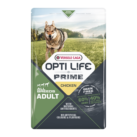 Prime Adult All breeds sans céréales au poulet 2,5kg - Opti Life à 20,80 € - Opti Life - 433065 - Opti Life