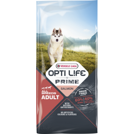 Prime Adult All breeds sans céréales au saumon 12,5kg - Opti Life 433069 Opti Life 83,20 € Ornibird