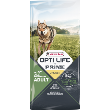 Prime Adult All breeds sans céréales au poulet 12,5kg - Opti Life 433068 Opti Life 72,15 € Ornibird