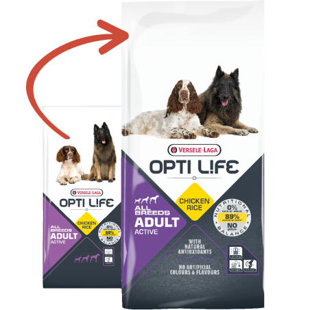 Adult Active All breeds - chiens adultes et activif - Poulet 12,5kg - Opti Life