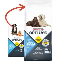 Adult Sterilised/Light Medium & Maxi - grands & moyens chiens adultes - Poulet 12,5kg - Opti Life à 65,90 € - Opti Life - 431...