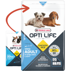 Adult Sterilised/Light Mini - petits chiens adultes - Poulet 2,5kg - Opti Life à 20,06 € - Opti Life - 431137 - Opti Life