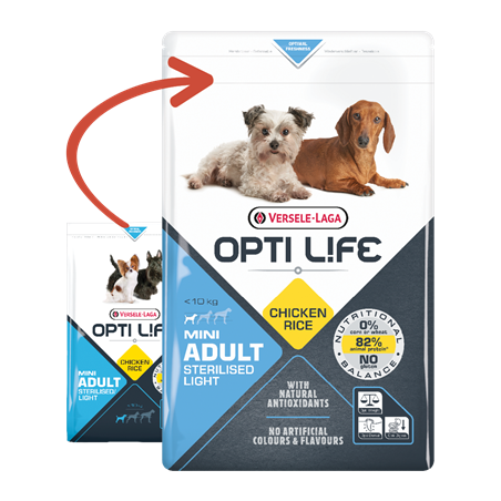 Adult Sterilised/Light Mini - petits chiens adultes - Poulet 2,5kg - Opti Life à 20,06 € - Opti Life - 431137 - Opti Life